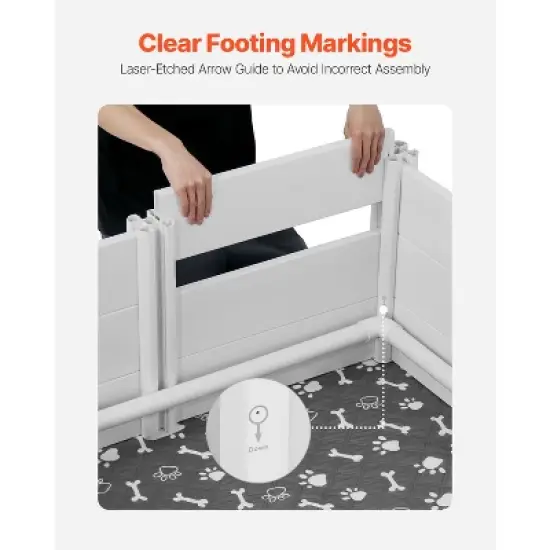 VEVOR Dogs Whelping Box, 93.3x48.4x18.1 inch, Plastic PVC Puppies Playpen with Height Adjustable Door and Washable Pee Pad, Milk White image {6}