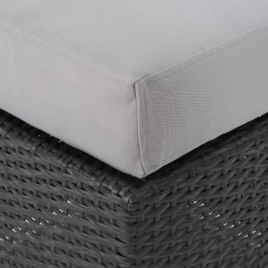 GDFStudio Santa Rosa Outdoor Wicker Ottoman with Cushion image {5}