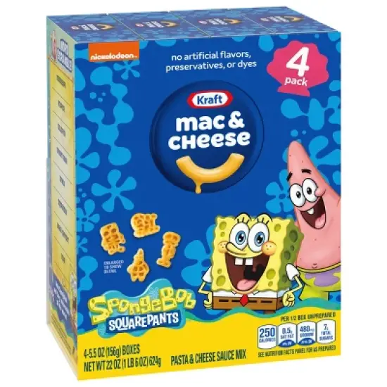 Kraft Spongebob Shapes Mac & Cheese Dinner - 4ct/5.5oz image {8}