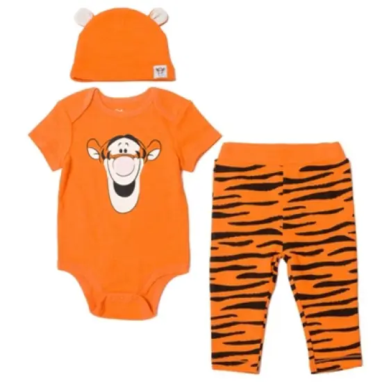 Disney Classics Winnie the Pooh Lion King Bambi Baby Bodysuit Pants and Hat 3 Piece Outfit Set Newborn to Infant image {7}