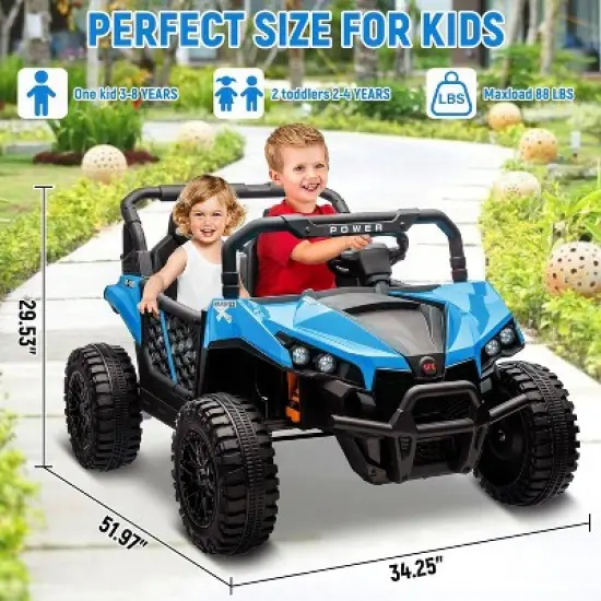 24v Ride On Toys for Big Kids - 2 Seater Kids UTV w/Parent Remote, 3.1 MPH, Music, LED Lights & Seat Belts - Over 3 Years image {3}