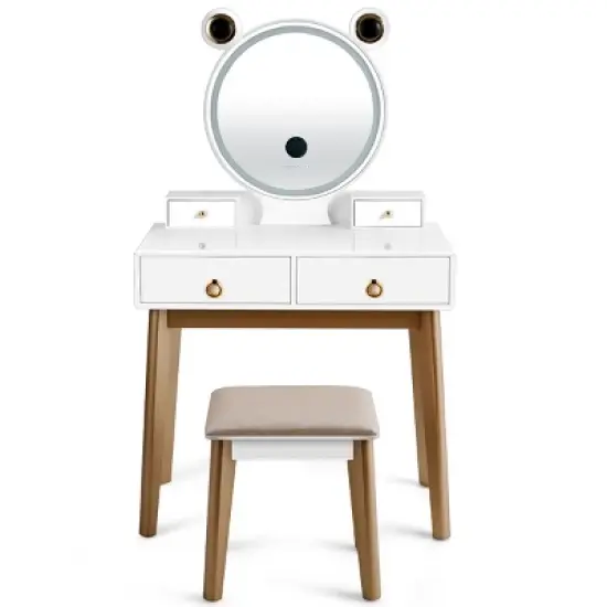 Costway Vanity Dressing Table Set Touch Screen Dimming Mirror image {7}