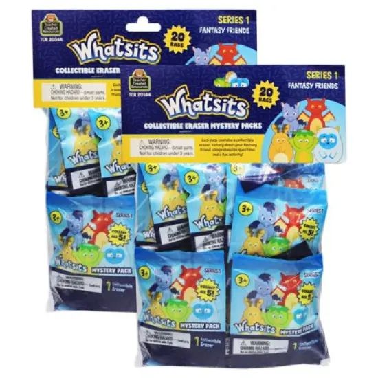 Teacher Created Resources Whatsits Collectable Erasers Mystery Packs: Fantasy Friends, 20 Per Set, 2 Sets image {1}