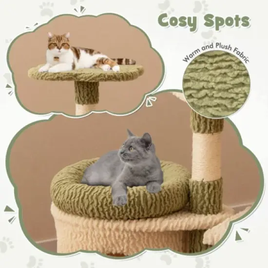 Costway Cute Cat Tree Multi-Level Aesthetic Kitten Tower w/ Condo Indoor Cat Climbing Furniture Activity Center image {7}