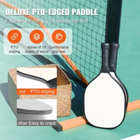 VEVOR Pickleball Net Set, 22FT Regulation Size Portable Pickleball System with Carrying Bag & Balls & Paddles, Metal Frame & Strong PE Net image {3}