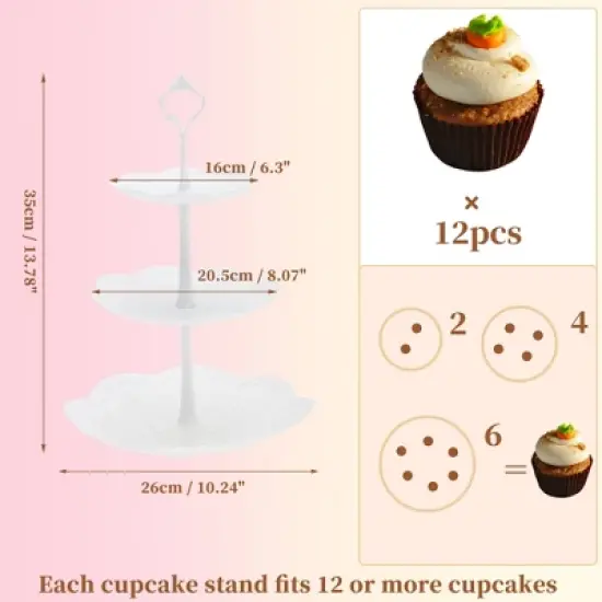Unique Bargains 3 Tier Dessert Cupcake Stand Round Tiered Serving Tray for Donuts Fruits White image {1}
