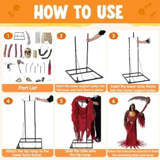 Joyfy 99.6'' Halloween Outdoor Decoration, Animatronics Standing Grim Reaper Holding Giant Scythe with Light for Indoor Outdoor Haunted House Decor image {5}