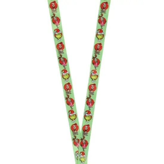 Dr. Seuss GRINCH Merry Grinchmas Breakaway ID Badge Holder Lanyard w/ 2" Logo Rubber Pendant Green image {3}