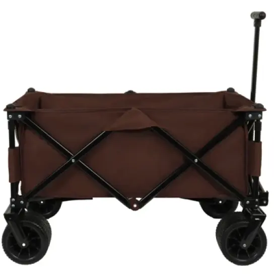DSVIMOY Collapsible Wagon, Folding Wagon Cart with Big Wheels for Camping, Sports, Garden, Baseball, Brown, 37.8"*21.65"*34.33" image {4}