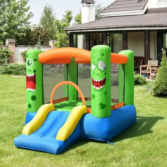 Costway Inflatable Bounce House Jumper Castle Kids Playhouse w/ Basketball Hoop & Slide image {3}