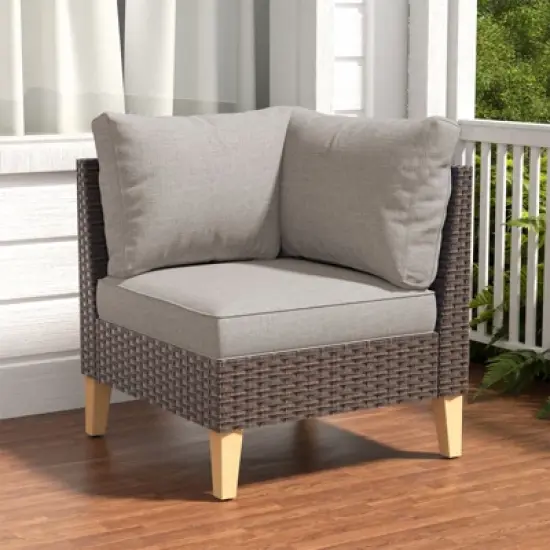 Gymojoy 1 Piece Patio Furniture Set All-Weather Outdoor Wicker Sectional Sofa image {5}