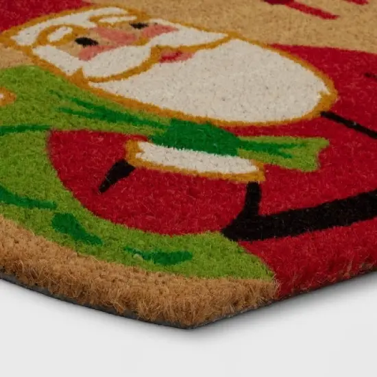 1'6"x2'6" Christmas Santa 'Ho Ho Ho' Coir Doormat Red - Wondershop&trade;: Outdoor Novelty Rug, Medium Pile, Latex Backing image {2}