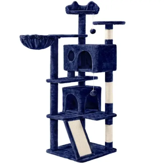 Yaheetech 57"H Plush Cat Tree Condo for Kittens/Small Cats image {14}