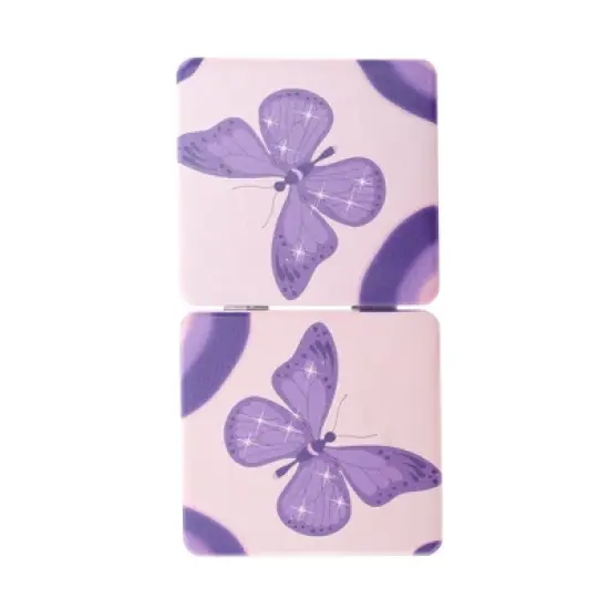 Unique Bargains Women Durable Square Shape Handheld Mirror for Travel Purple 1 Pc image {3}