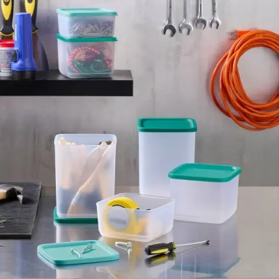 Tupperware 12pc Square Stacking Food Storage Containers with Lids - Green image {3}