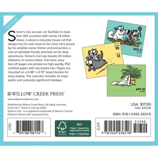 Willow Creek Press 2024 Daily Desk Calendar 5.2"x6.2" Simon's Cat image {1}
