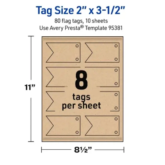 Avery Banner Flag Tags, 2" x 3-1/2", Kraft Brown, 80 Total image {4}
