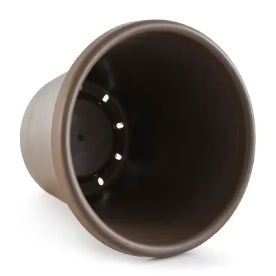 The HC Companies LIA12000E21 14 Inch Classic Durable Plastic Flower Pot Container Garden Planter with Molded Rim and Drainage Holes, Chocolate image {2}