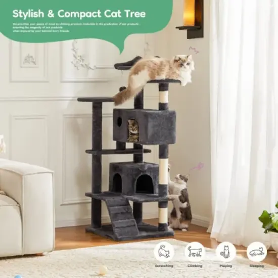 Etelifrank Tall Cat Tree with Condo and Playroom - 54-Inch Multi-Level Indoor Cat Tower image {7}