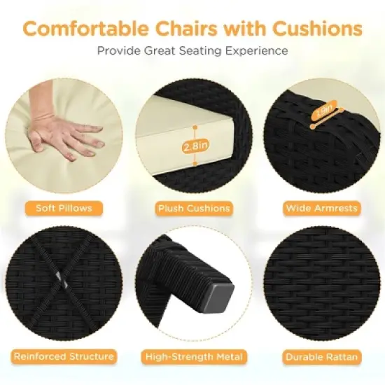 Yaheetech 5-Piece Patio Furniture Set with Cushions & Pillows for Backyard, Porch, Garden image {3}