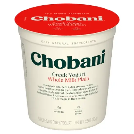 Chobani Whole Milk Plain Greek Yogurt - 15g Protein 32oz image {8}