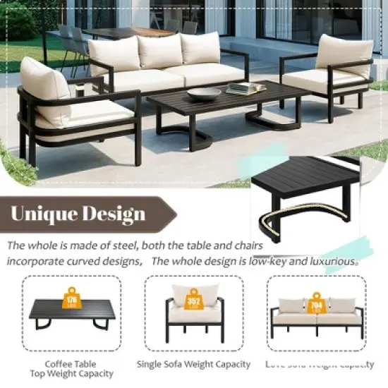 FIONECA Multi-Person Outdoor Steel Sofa Set, Waterproof, Rust & UV Resistant for Garden, Backyard, Lawn image {3}