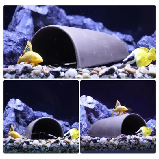 Unique Bargains Aquarium Decoration Fish Hiding Ceramic Cave Brown 7.09"x3.62"x2.36" 1 Pc image {4}