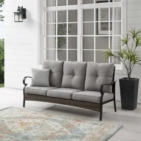Dahlia Outdoor Steel Sofa Taupe/Matte Black - Crosley image {1}
