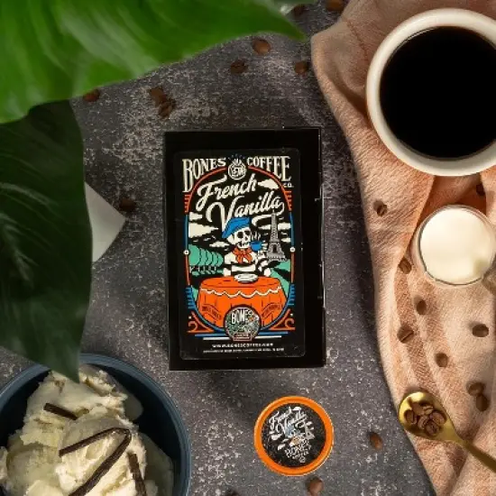 Bones Coffee French Vanilla 12ct Single-Serve Bones Cups Coffee Pods Compatible with Keurig Coffee Maker image {1}