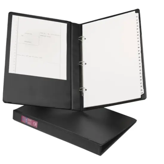 Avery Legal-Size Durable 3 Ring Binder, 1" Round Rings, Holds 8.5" x 14" Paper, Label Holder, 1 Black Binder (06400) image {4}