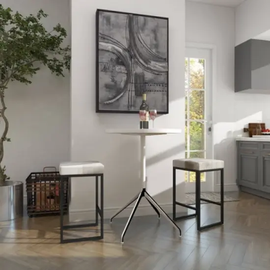 Industrial Cowhide and Metal Counter Height Barstool Gray - Olivia & May image {15}