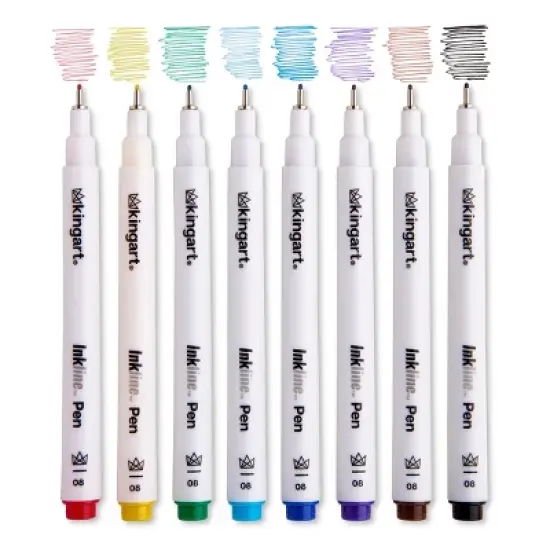 KINGART PRO Inkline Fine Line Pens, 8 Colors, Size 8 image {4}