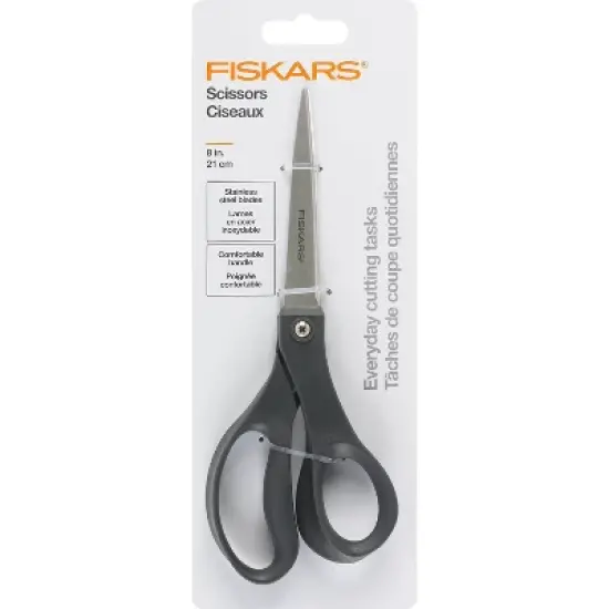 Fiskars 8" Performance Straight Fashion Scissors Black: Stainless Steel, School & Office, Lifetime Warranty image {2}