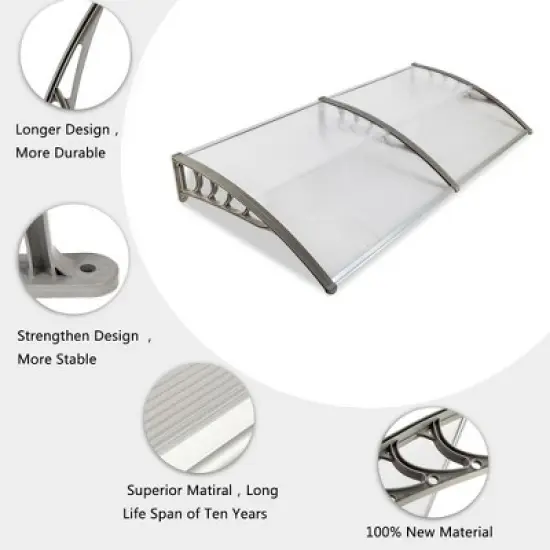 Karl Home | 77 in. W x 9.8 in. D Brown Polycarbonate Cover Awning image {3}