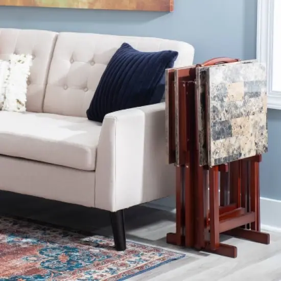 Faux Marble Tray Table Set - Linon image {15}