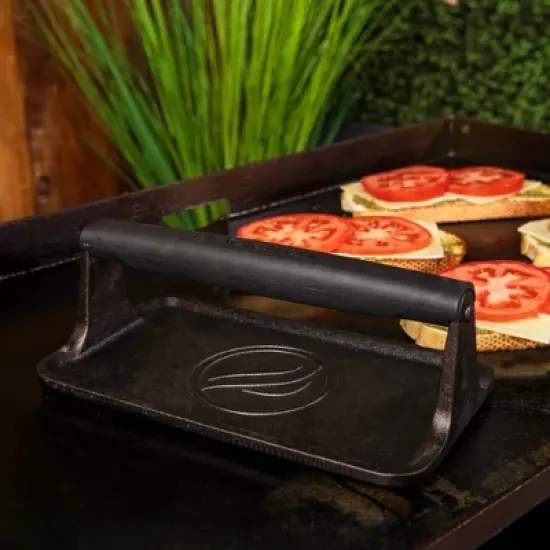 Blackstone Medium Griddle Press with Cast Iron Handle - Black: Heavy-Gauge, Outdoor Cooking Tool, Heat-Resistant image {4}