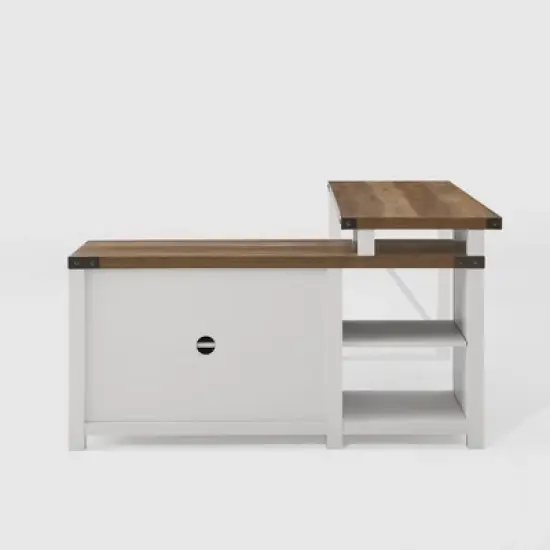 Farmhouse Rustic L Shaped Desk with Storage - Saracina Home image {6}