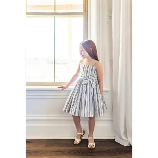 Hope & Henry Girls' Sleeveless Waist Sash Dress, Kids image {2}