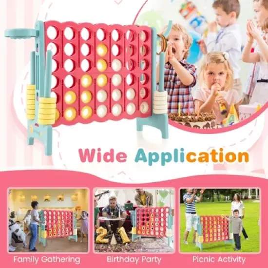 Costway Jumbo 4-to-Score 4 in A Row Giant Game Set with Stickers for Kids Adults Family Fun Red/Yellow image {3}