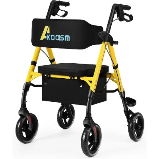 Lycvki Lightweight Foldable Rollator Walkers with Adjustable Handles and Seat Height for Seniors All-Terrain 8" Big Roller Wheels image {12}