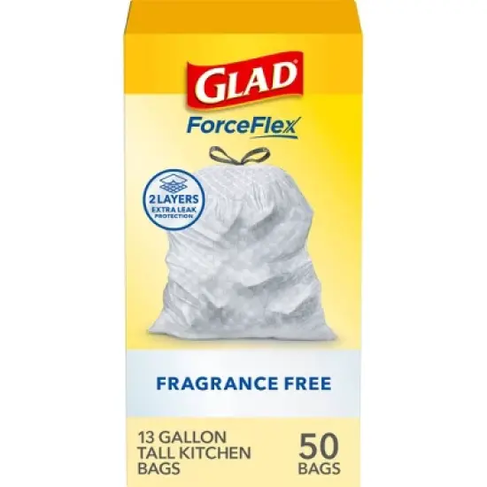 Glad ForceFlex Drawstring Fragrance Free Trash Bags - 13gal/50ct image {16}