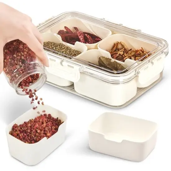 Cheer Collection Airtight 4 Compartment Modular Food Container with Removable Nesting Cups image {8}