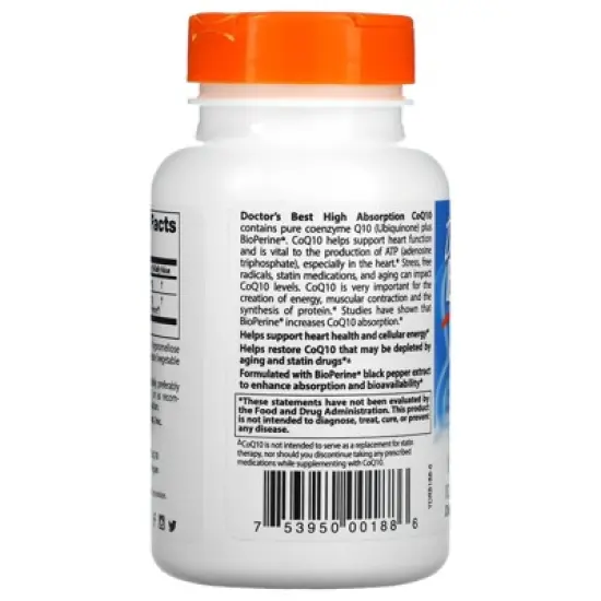 Doctor's Best High Absorption CoQ10 with BioPerine&reg;, 100 mg, 120 Veggie Caps image {2}