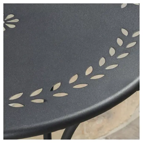 Lourdes 3pc Cast Iron Patio Bistro Set - Black Sand - Christopher Knight Home image {2}