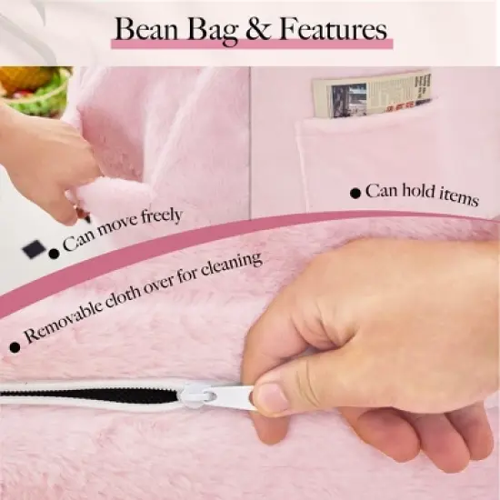 Giant Bean Bag Chair Bed for Adults, Convertible Beanbag Folds from Lazy Chair to Floor Mattress Bed, Large Floor Sofa Couch, Big Sofa Bed image {8}