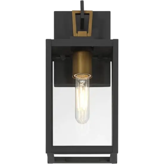 Possini Euro Design Possini Euro Trystin 13" High Black and Brass Outdoor Wall Light image {4}
