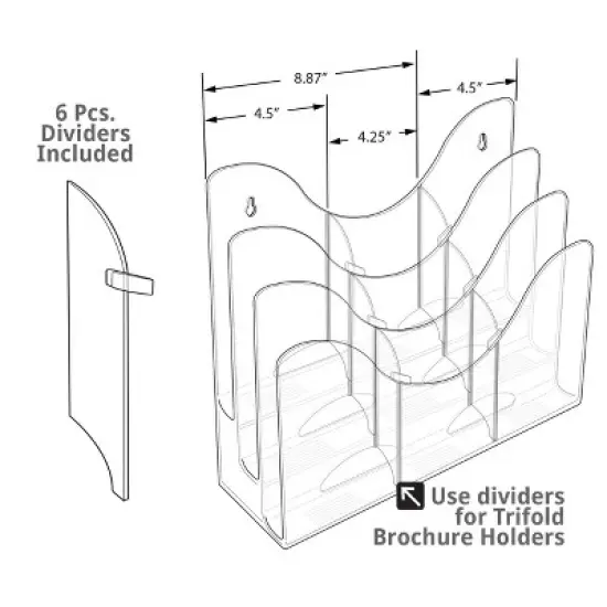 Azar Displays Three Tier File and Brochure Desktop Wall Organizer Holder with Dividers image {8}