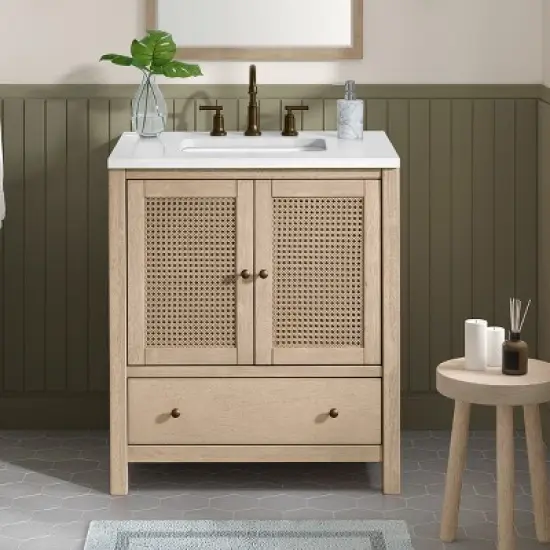 Alaterre Furniture Lucca Bathroom Vanity - Freestanding Cabinet Without Top image {3}
