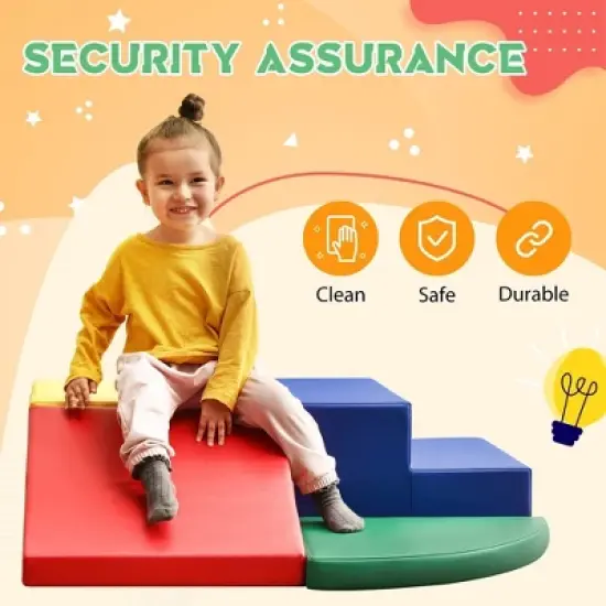 4-Piece Set Climbing Toys for Toddlers 1-3 and Climb Foam Play Set Babies Foam Blocks Toddler Climbing Toys for Crawling Climbing and Sliding image {4}