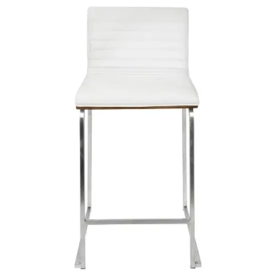 Set of 2 26" Mara Contemporary Counter Height Barstool White - Lumisource image {6}